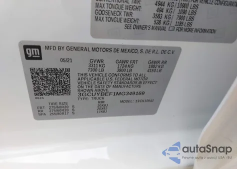 2021 Chevrolet Silverado 1500 4Wd Short Bed Custom из США, поврежденный, VIN 3GCUYBEF1MG349169